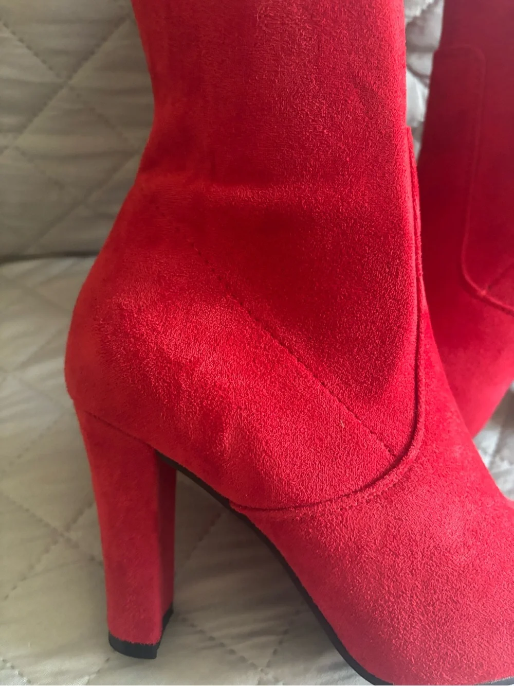 Red Suede Over-the-Knee Boots for Women